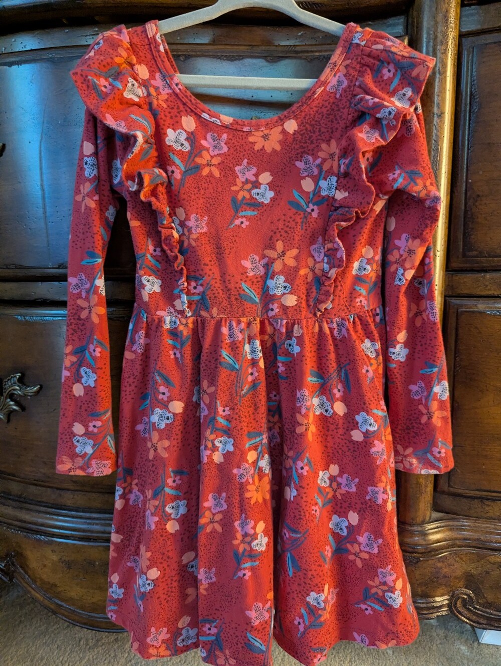 Tea Collection Ruffle Shoulder Ballet Dress In Vintage French Flowers Print Sz 5